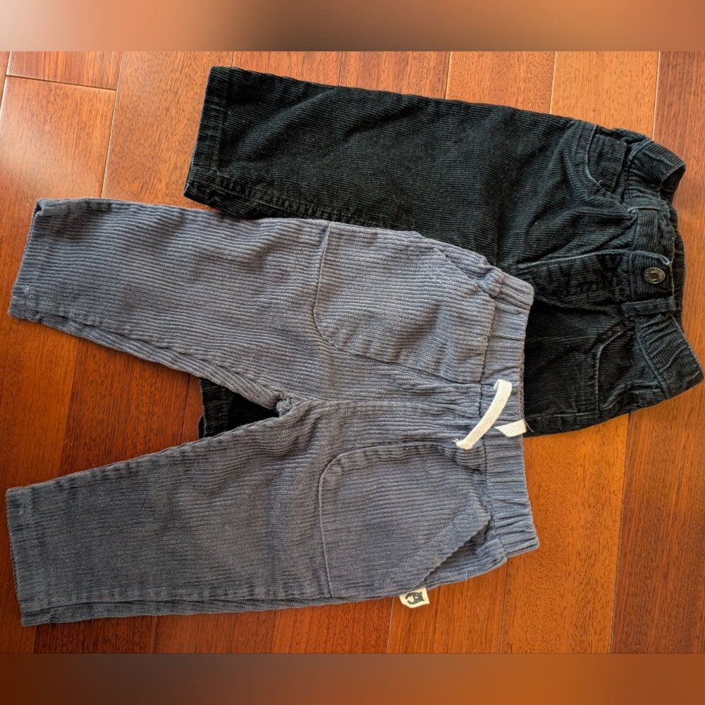 Kids Corduroy Pants Set - Black and Gray